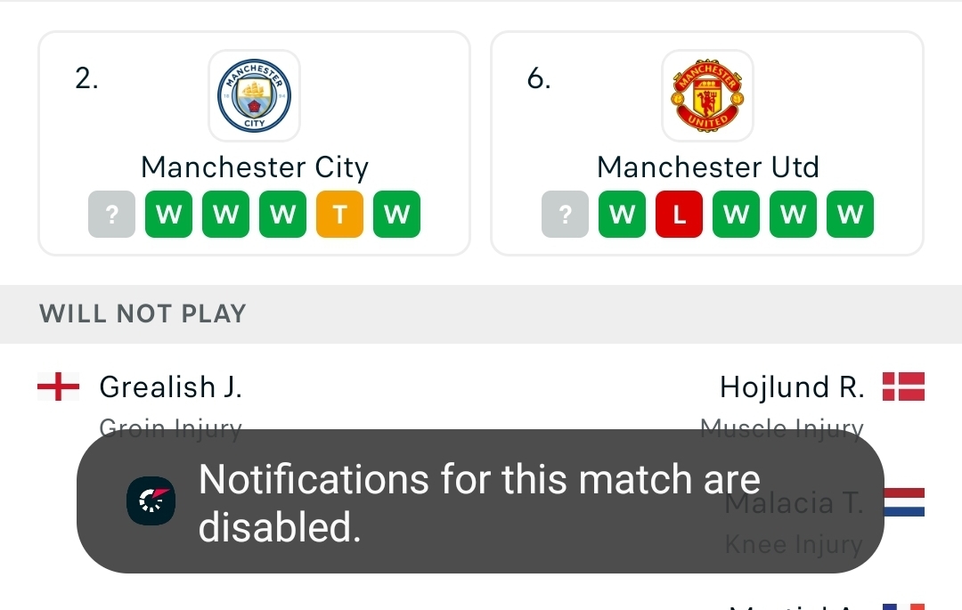 Disabled score notifications because my team is going to have a bad day.