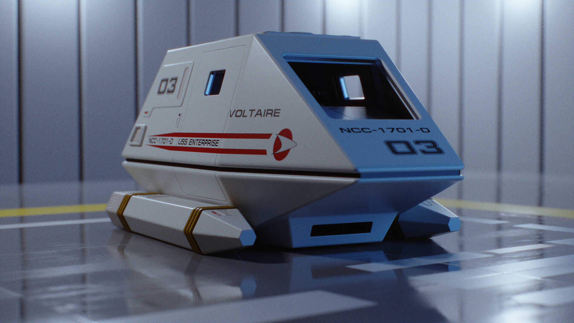 Shuttlecraft Voltaire, a Type-15 short range shuttle stationed aboard the Enterprise-D.