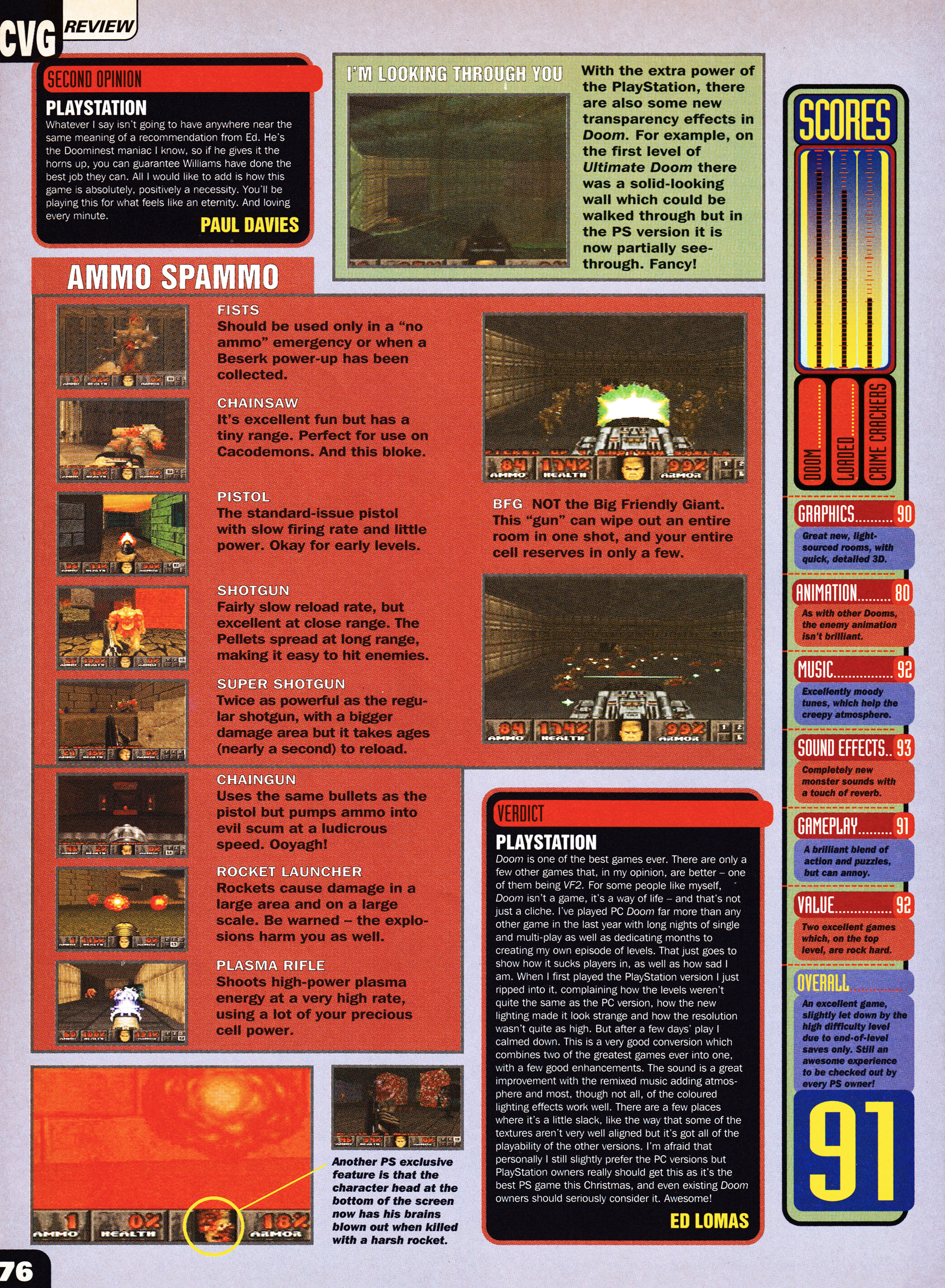 Review for Doom on PSone.
Taken from CVG 170 - January 1996 (UK)

score: 91%