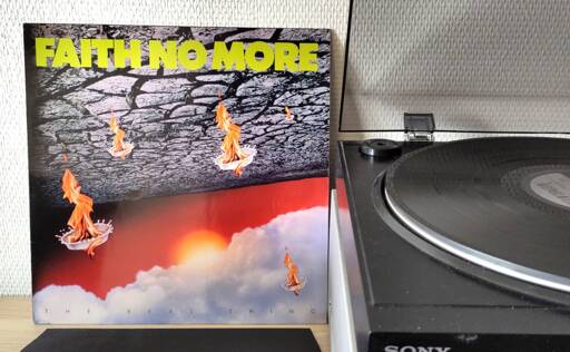 The album cover is stood next to my turntable.