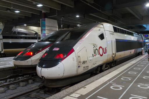 TGV Atlantique and Duplex side-by-side on a platforms of the Paris Montparnsse train station