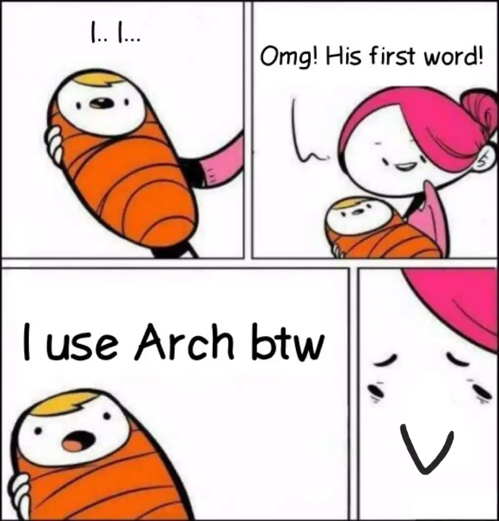 Babby&#39;s first words are &quot;I use arch btw&quot;