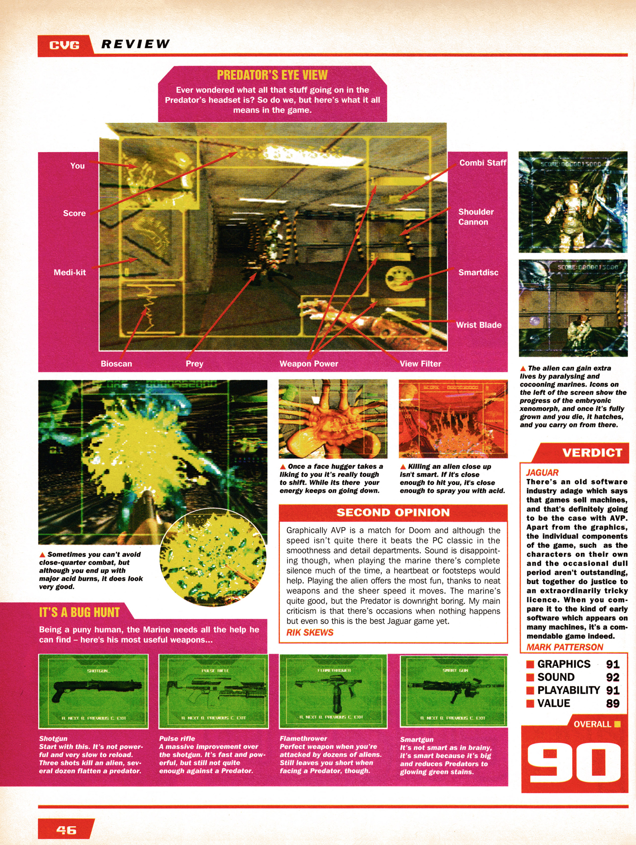 The review for Alien vs Predator on Atari Jaguar.
Taken from CVG 156 - November 1994 (UK) 

score: 90%