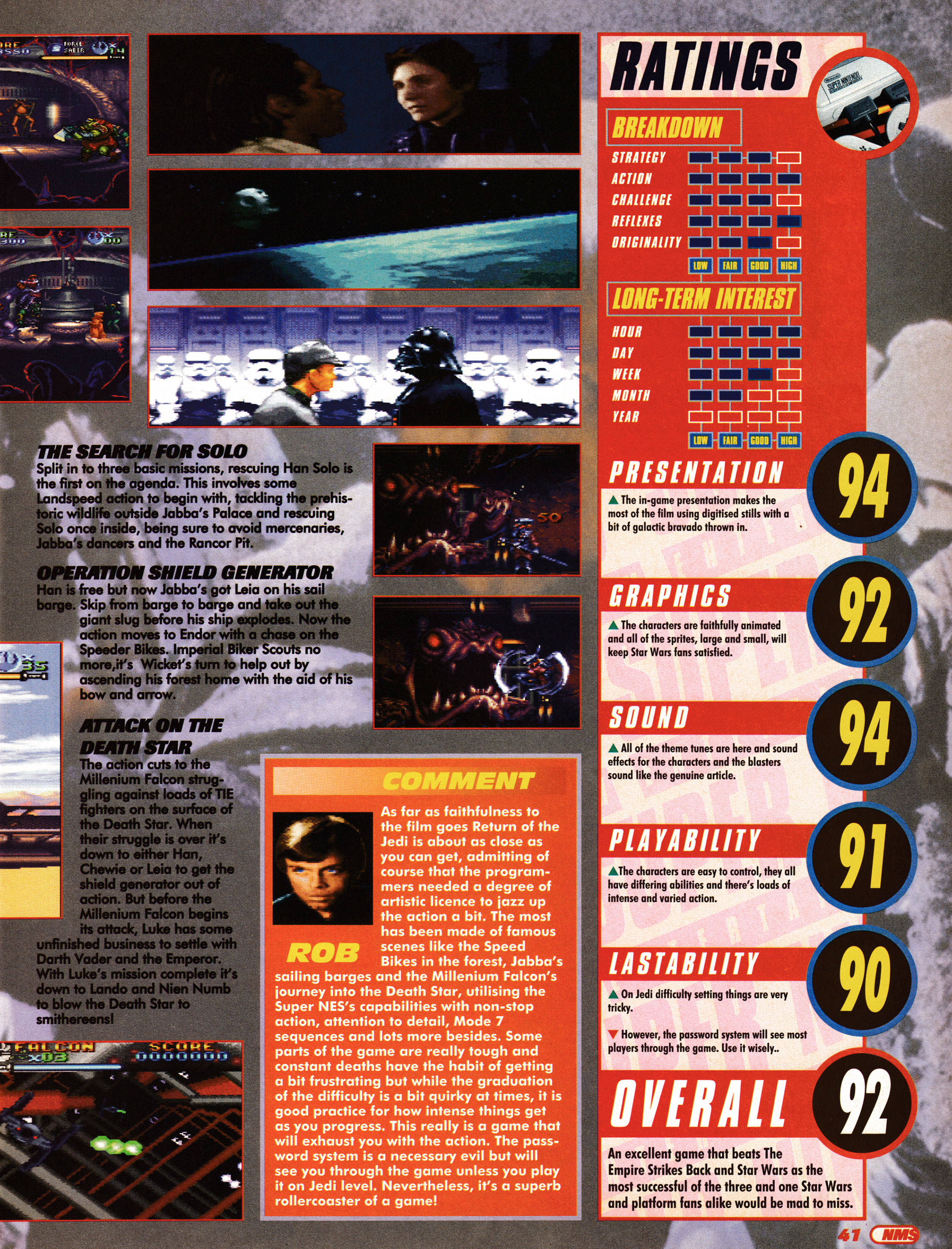 Review for Super Star Wars Return of the Jedi on Super Nintendo from Nintendo Magazine System 25 - October 1994 (UK)

score: 92%