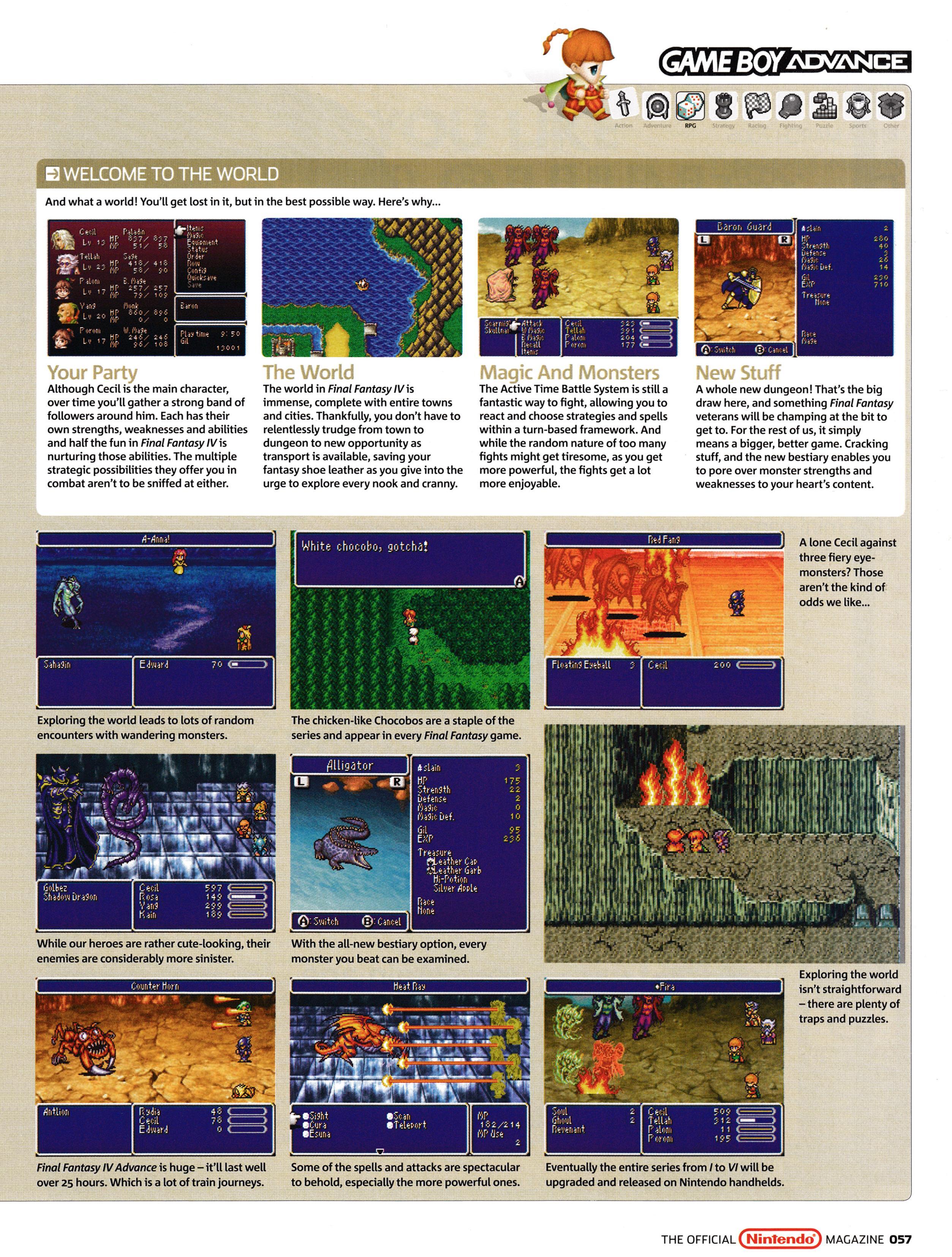 Preview for Final fantasy IV Advance on Game Boy Advance.
Taken from Official Nintendo Magazine 1 - March 2006 (UK)