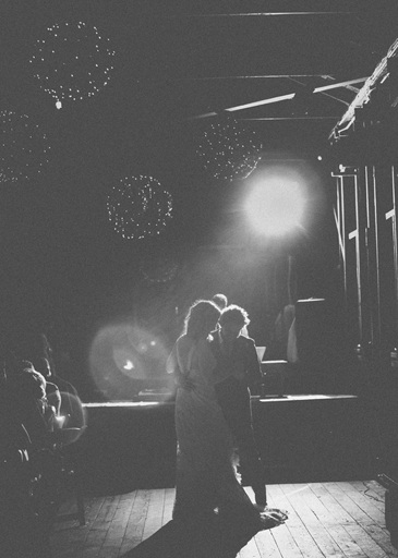 Bride and groom dancing