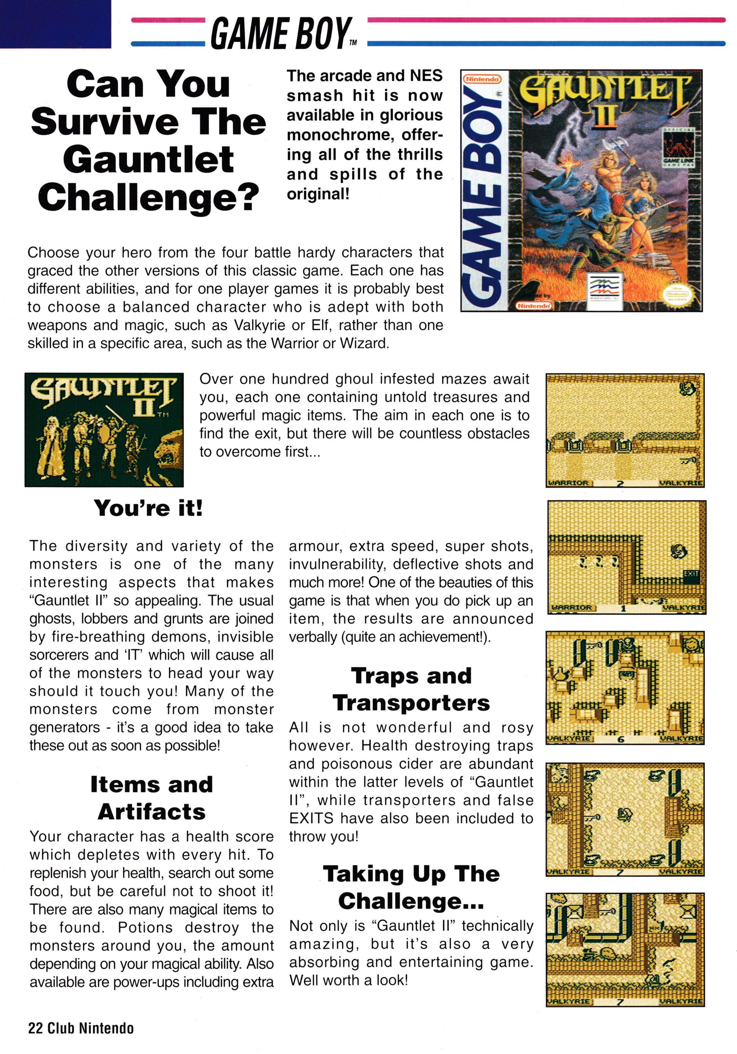 Review for Gauntlet II on Game Boy from Club Nintendo Volume 4 Issue 3 - 1992 (UK)