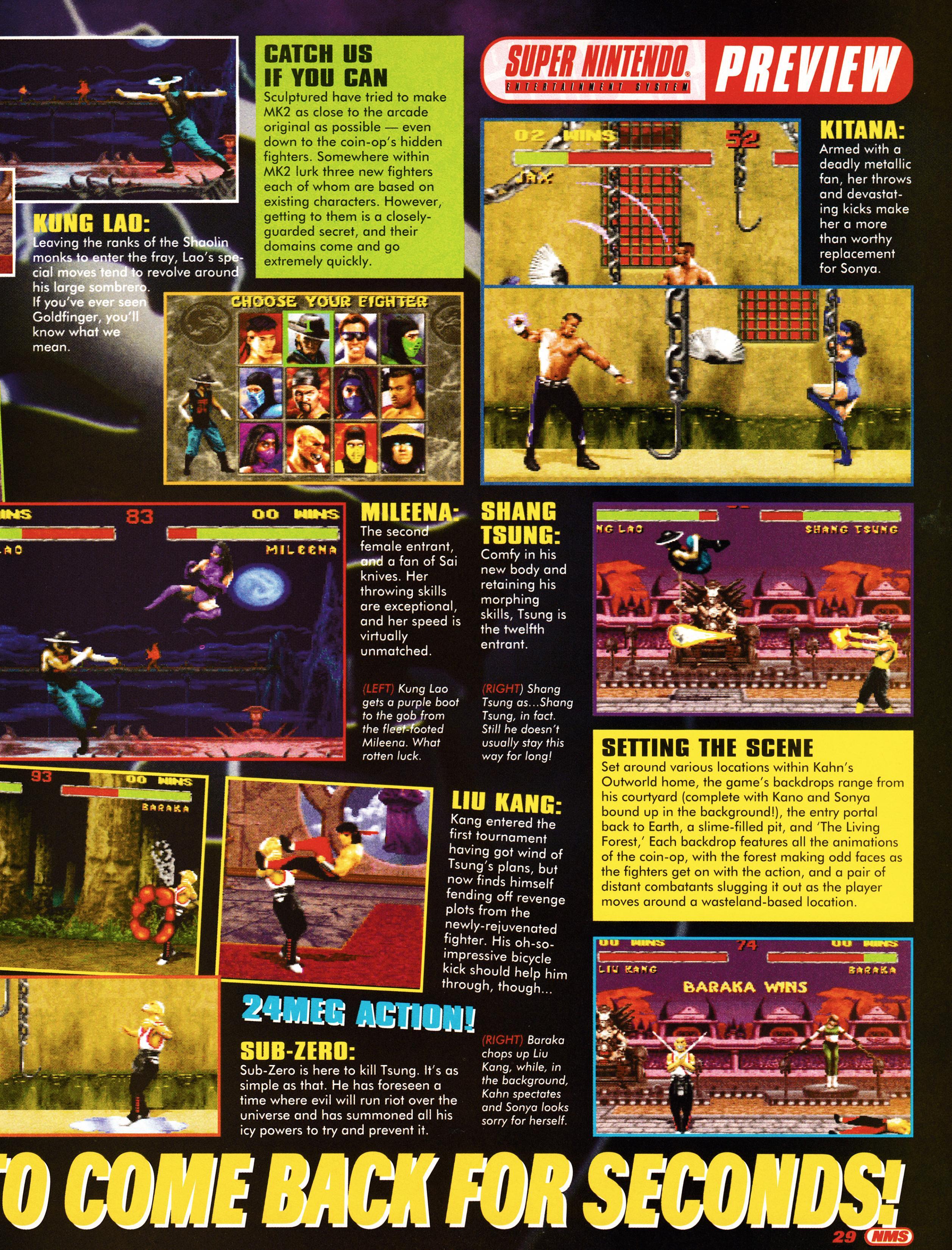 Preview for Mortal Kombat II on Super Nintendo. The sequel to Zombies Ate My Neighbours.
Taken from Nintendo Magazine System 23 - August 1994 (UK)