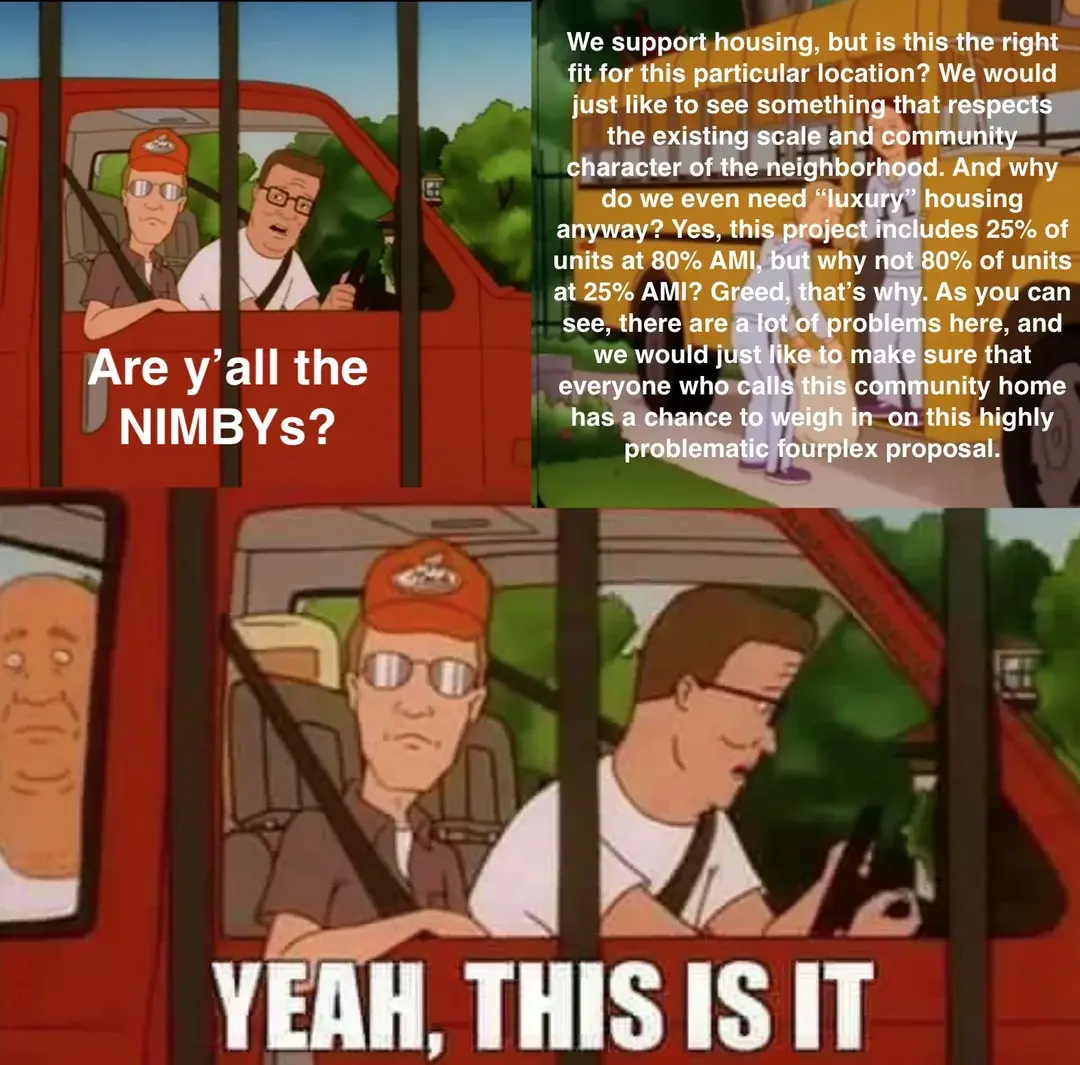 King of the Hill Yall With The X Meme but for NIMBYs