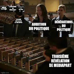 Double "Assassination chain" meme en rapport aux révélations de Médiapart sur les mensonges du 1er ministre