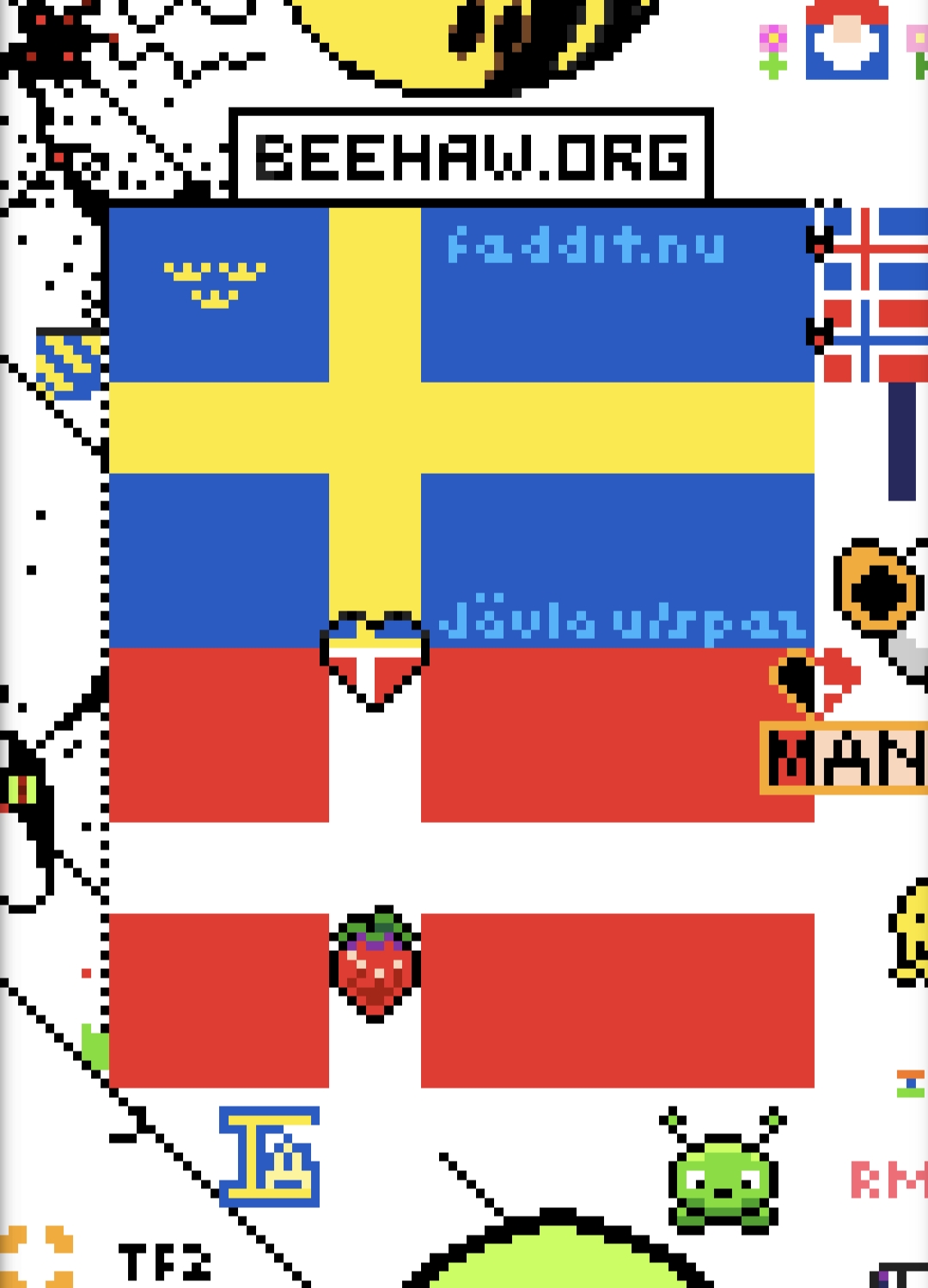 Screenshot of the Lemmy Canvas showing the Strawberry in the white part of the Denmark flag