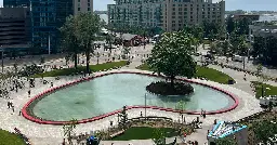 Toronto's new Love Park puts up sign begging you to be patient about gross pond