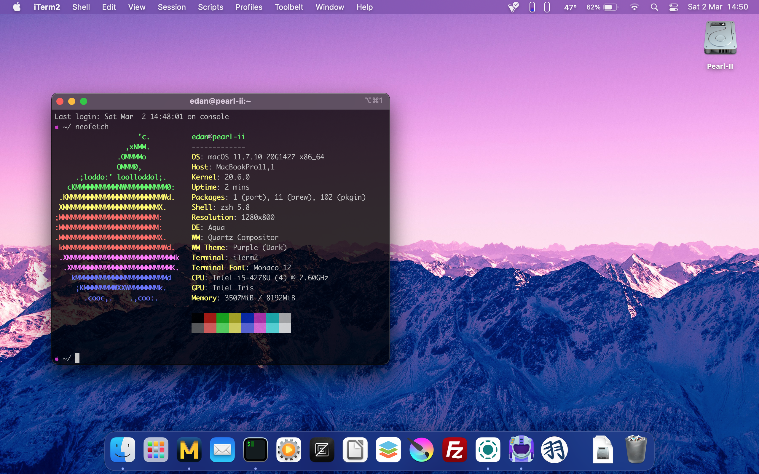 My macOS desktop, with only iTerm2 open