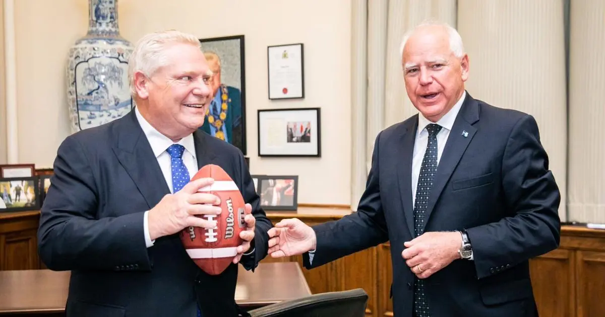 Doug Ford’s football friend Tim Walz is Kamala Harris’s running mate