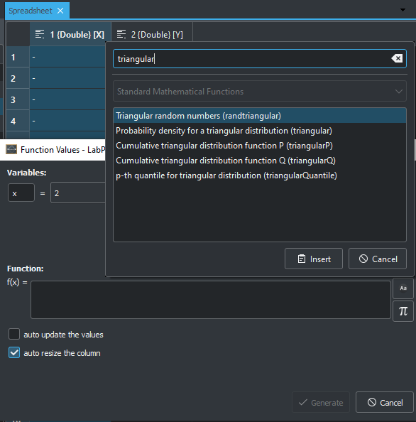 With the development version of #LabPlot you can now easily work with a #TriangularDistribution