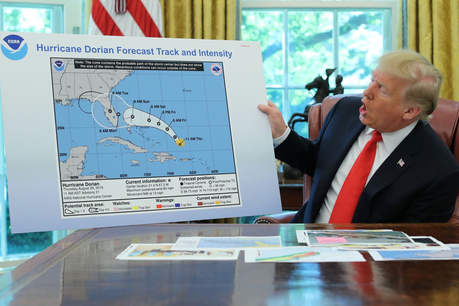 Trump "extrapolating" a hurricane path