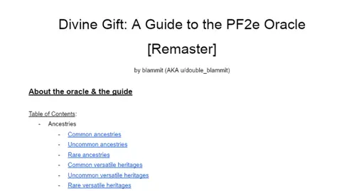 Divine Gift: A Guide to the PF2e Oracle [Remaster]