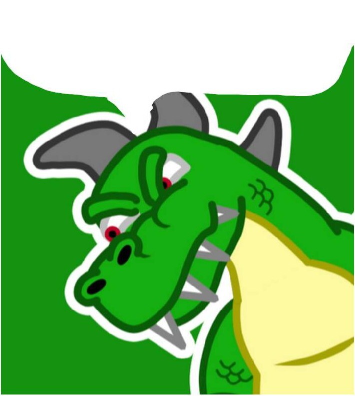 Image of a large green anthropomorphic lizard (Creaturey from the Truttle1 YouTube channel) with cut a speech bubble on top of his head, as a way to imply that the comment above is something said by the character