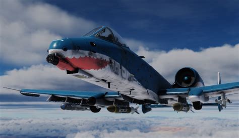 Warthog A-10 plane skinned as a blahaj shark