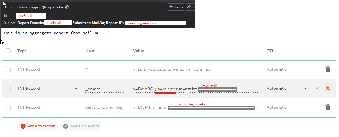 Advice needed: dmarc setup and mail.ru