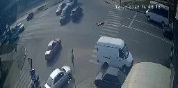 In occupied Luhansk, a Russian military truck ran over a man in a crosswalk, and everyone ignores it.