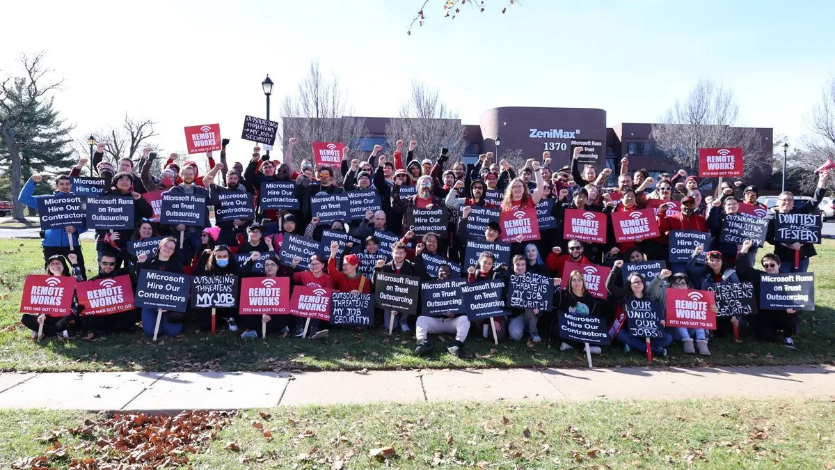 Hundreds of ZeniMax workers go on strike to protest Microsoft 'dragging their feet' on negotiations over job security and remote work