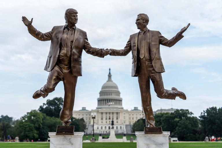 Statue of Trump and Epstein