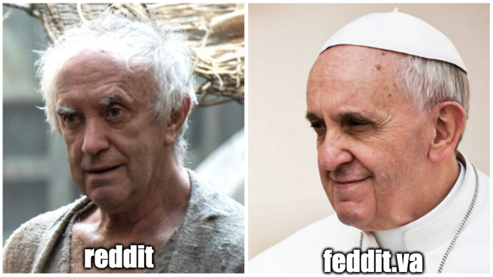 Messy Pope "reddit" Well shaven Pope "feddit.va"