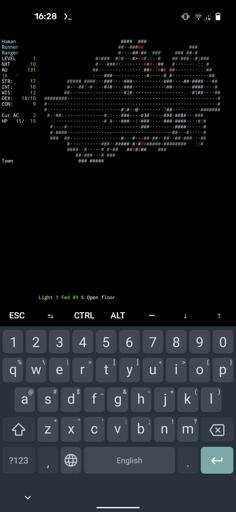 Termux on Android phone running text based game