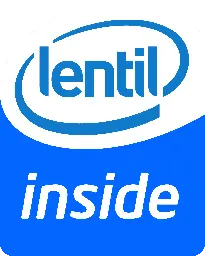 intel's previous "intel inside" logo with intel replaced by the word lentil