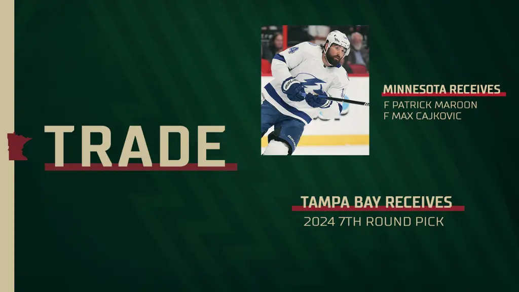 Minnesota Wild Acquires Patrick Maroon and Max Cajkovic from Tampa Bay